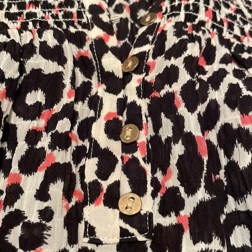 🌷Loft Animal Print Lightweight Top with Ruffle Details Small Sleeveless - Picture 10 of 11